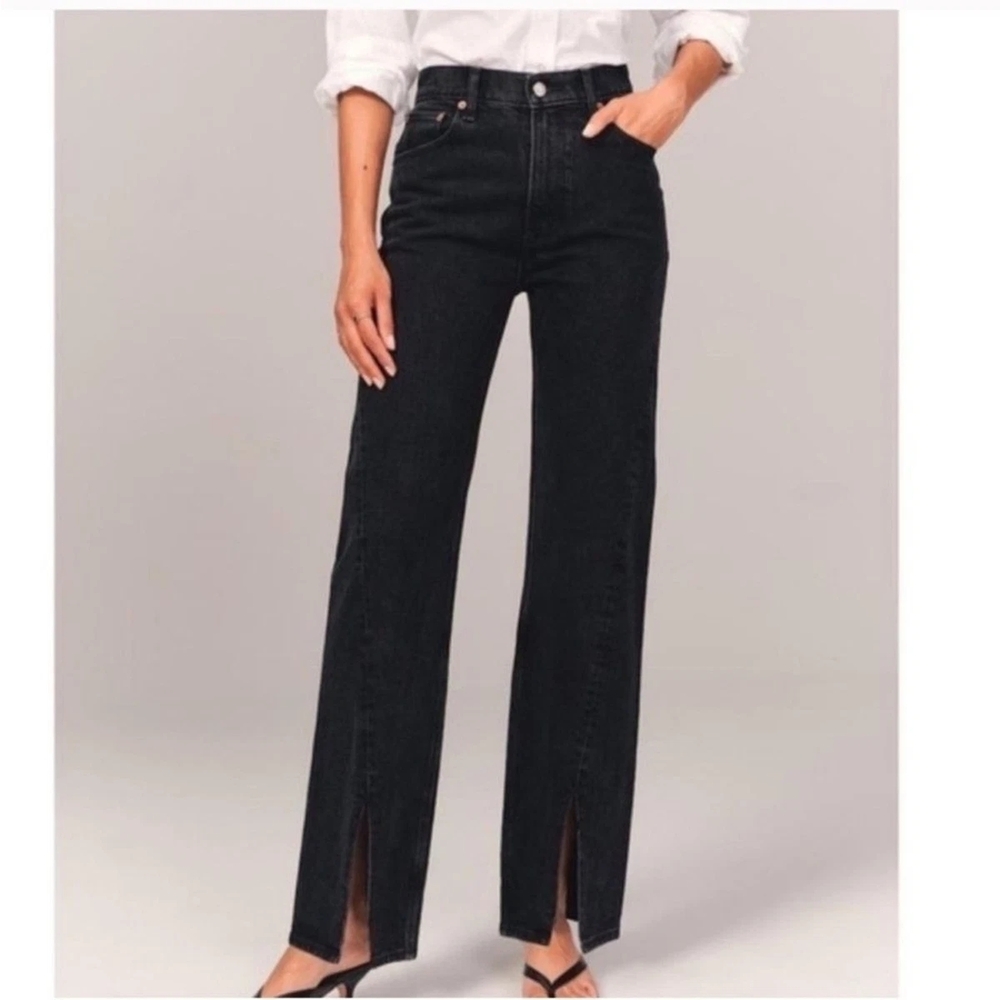 Abercrombie & Fitch Black Split Hem Flare Jeans. Sz 29
